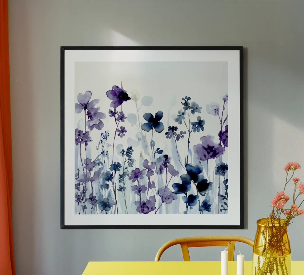 Jardin crépusculaire poster avec cadre en plastique de Sophia Calder Studio