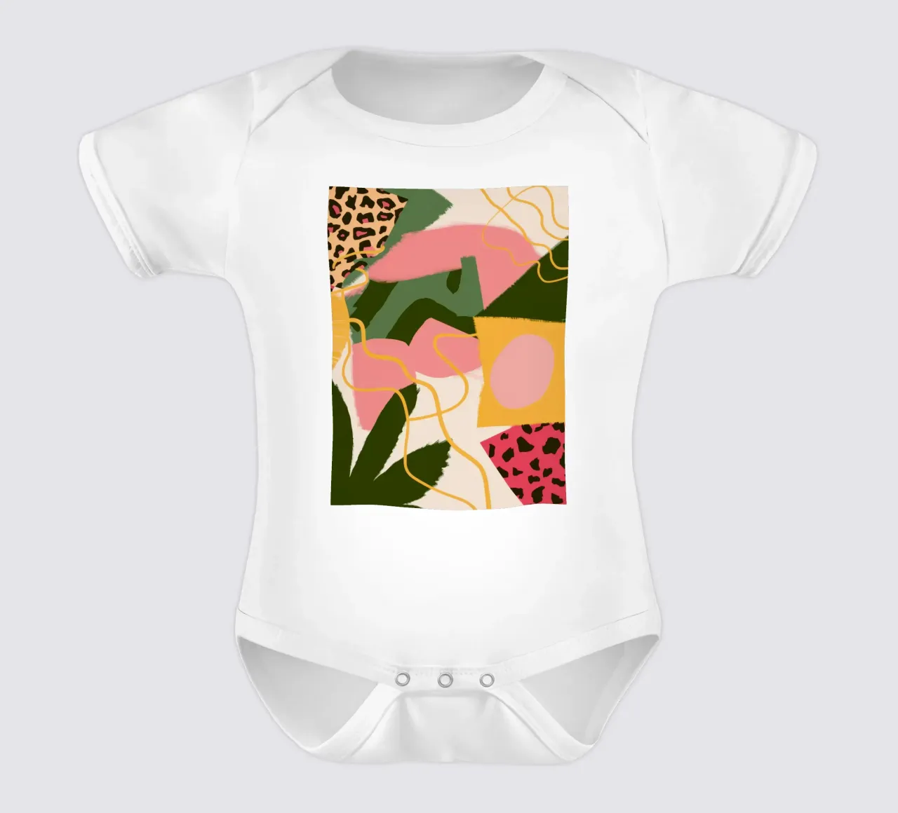 Feline Form Abstract short-sleeve baby romper by Line Fable