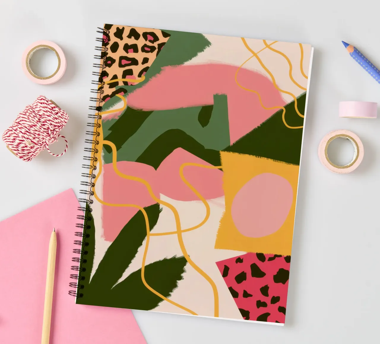 Feline Form Abstract spiral notebook by Line Fable