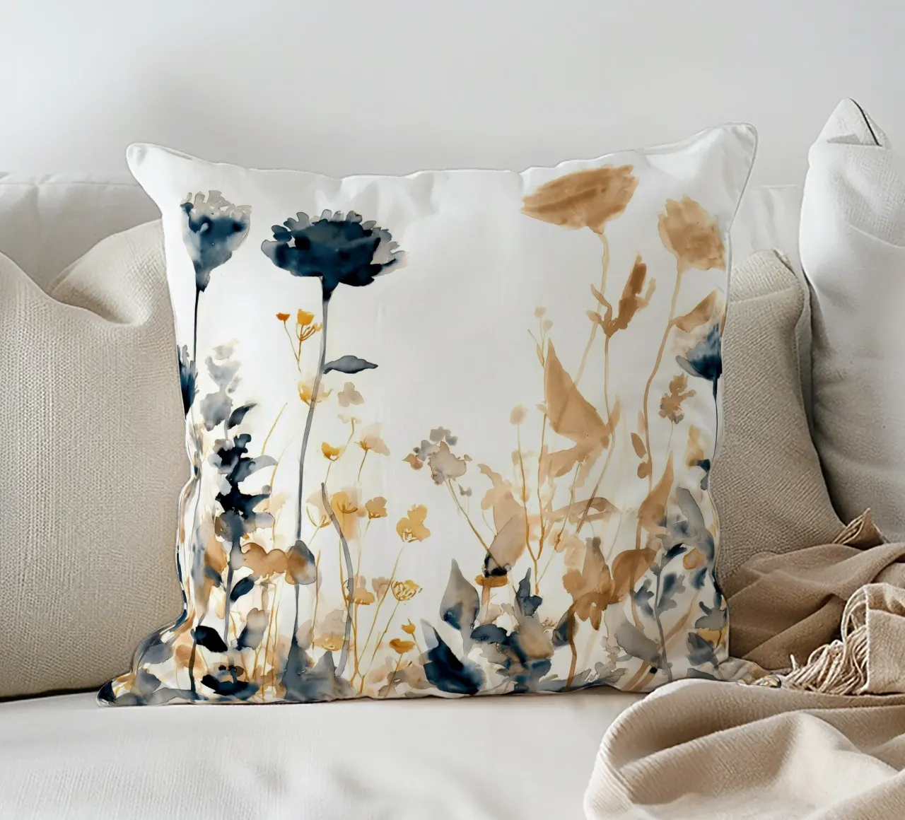 Ottone e indaco cuscino da Sophia Calder Studio
