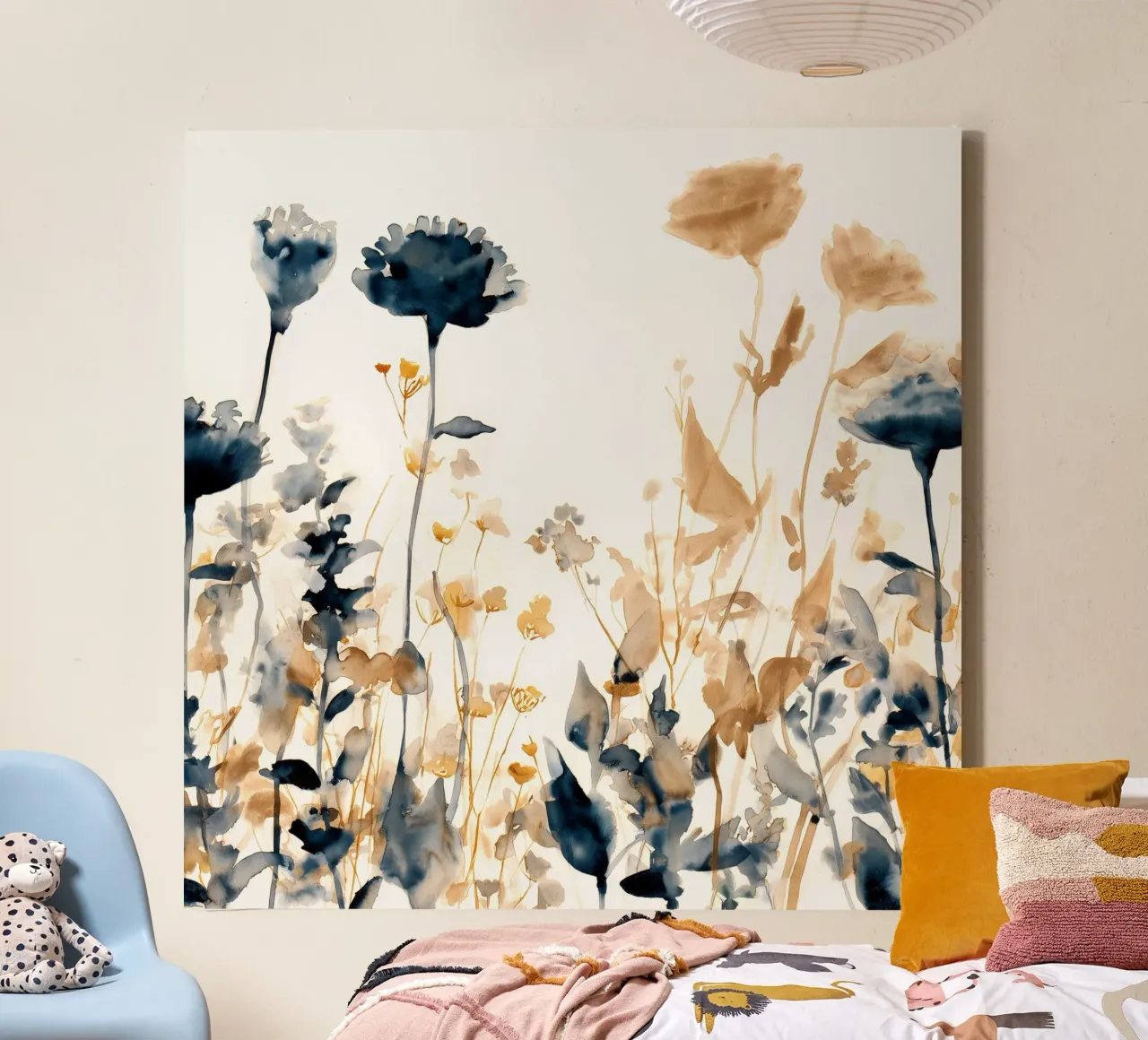 Ottone e indaco tela da Sophia Calder Studio