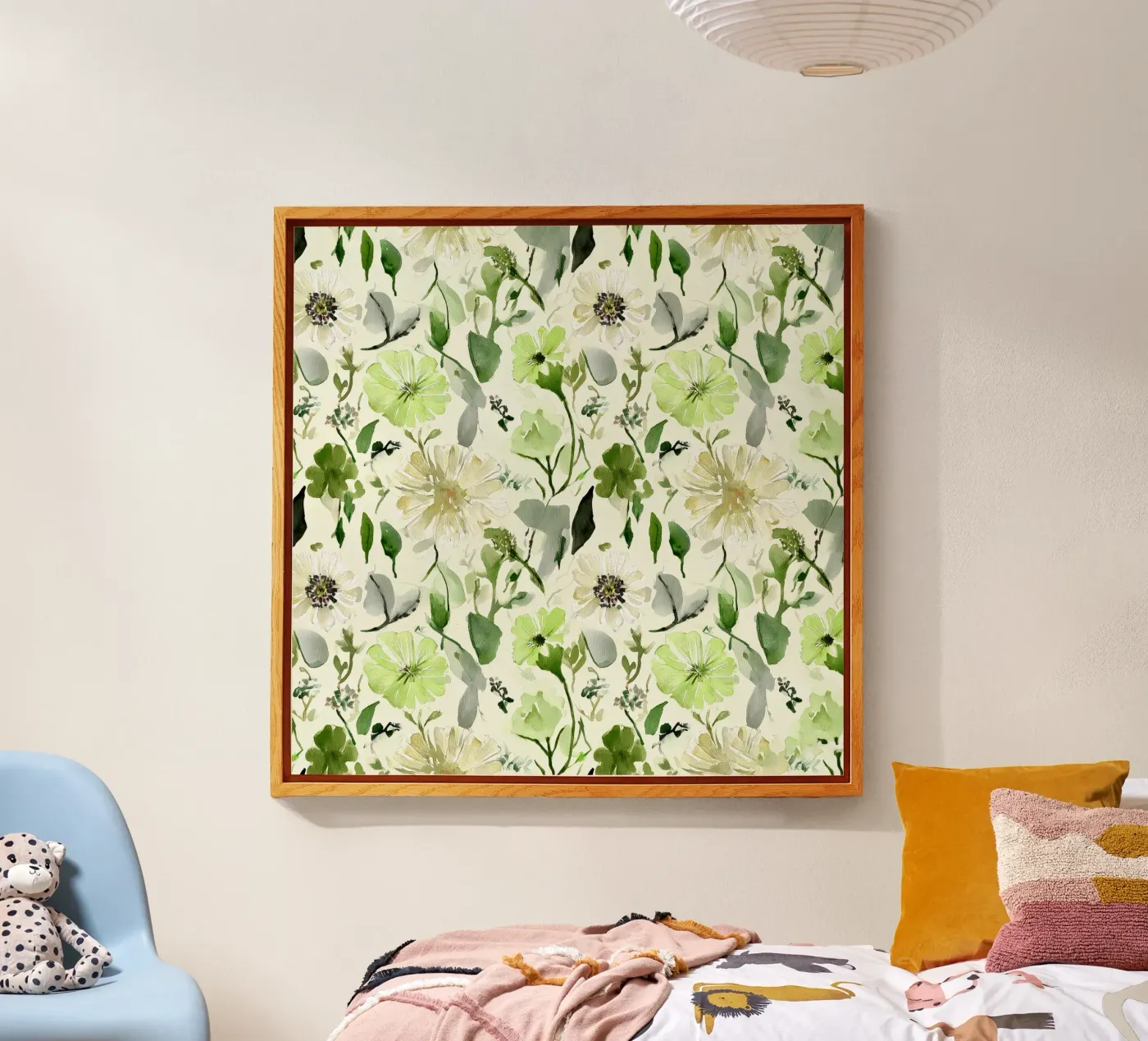 Lemon Leaf Pattern acrylic glass by Sophia Calder Studio