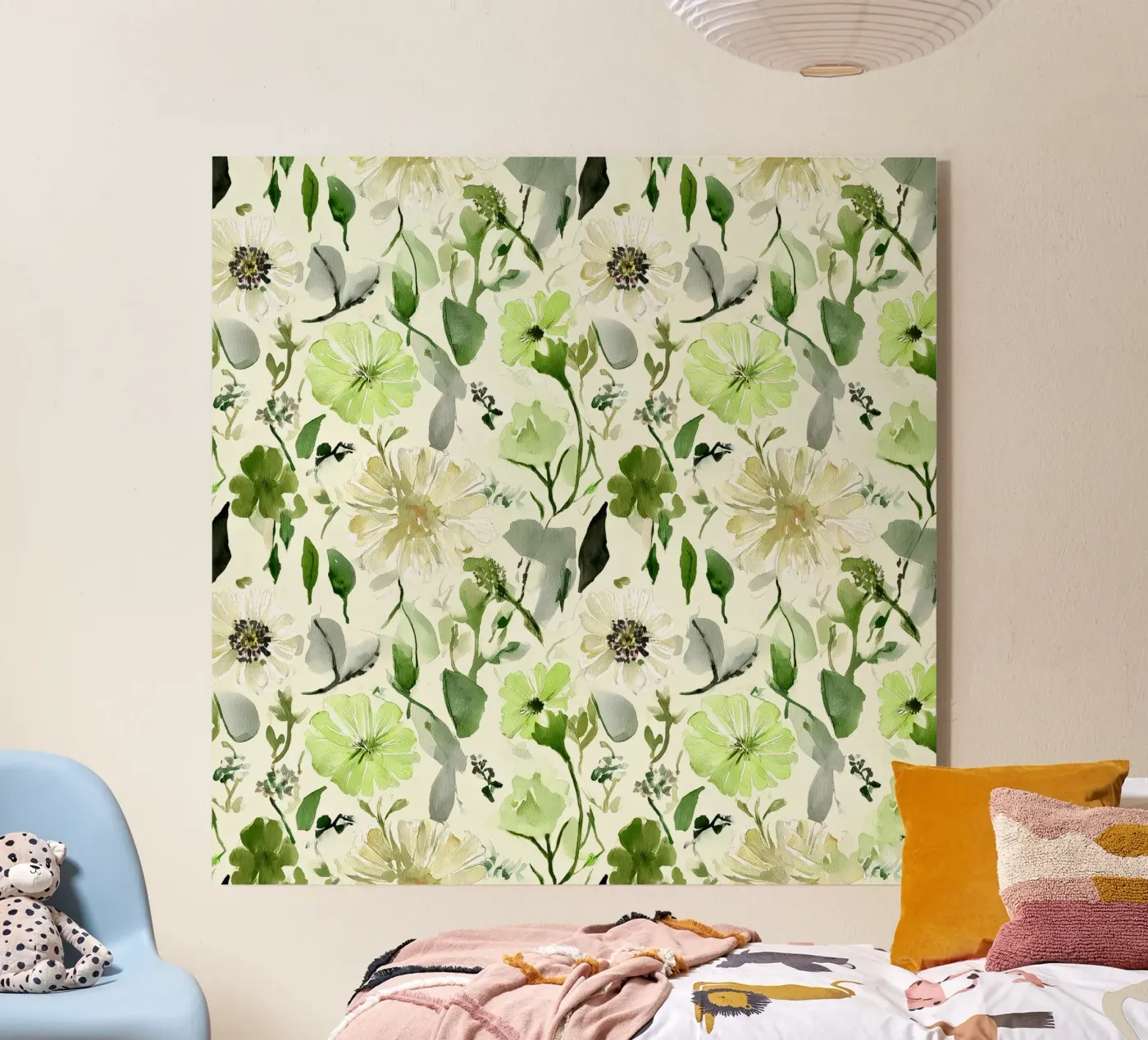 Lemon Leaf Pattern acrylic glass by Sophia Calder Studio