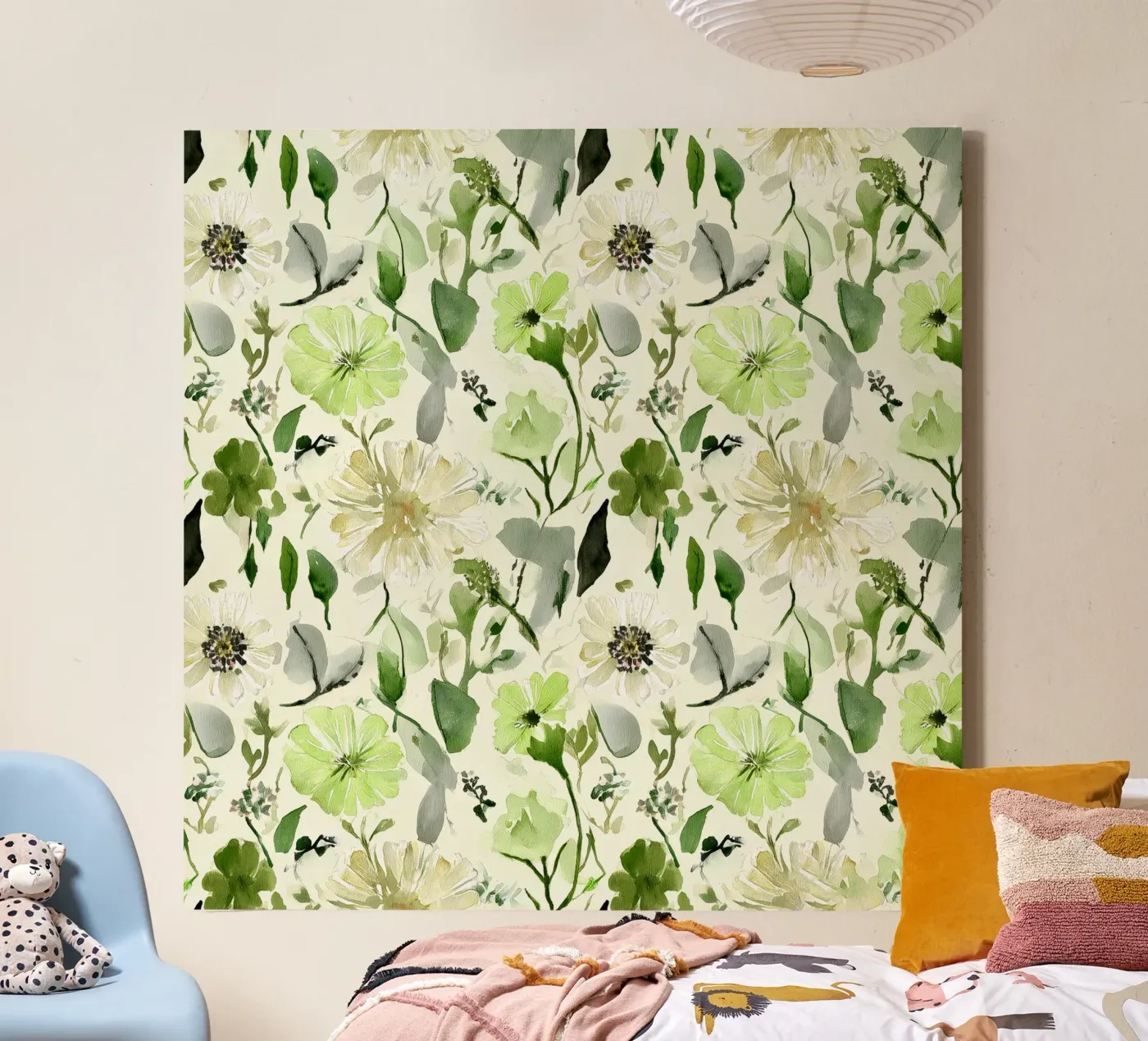 Lemon Leaf Pattern canvas van Sophia Calder Studio