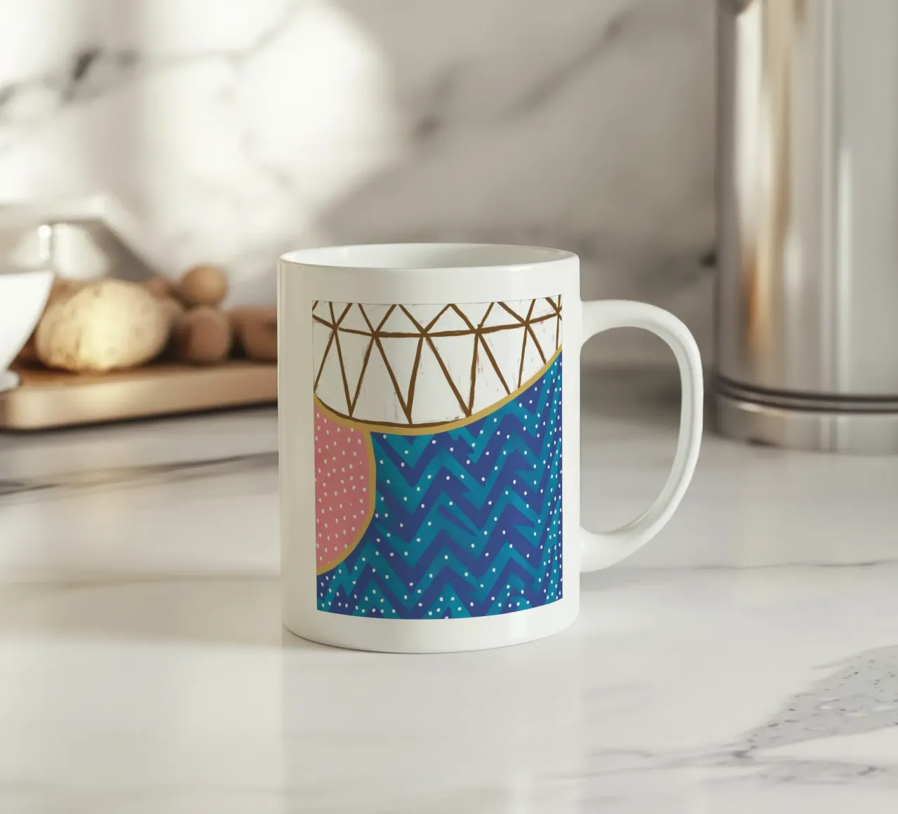 Trapunta Oceano geometrico tazza in ceramica da Solar Paint