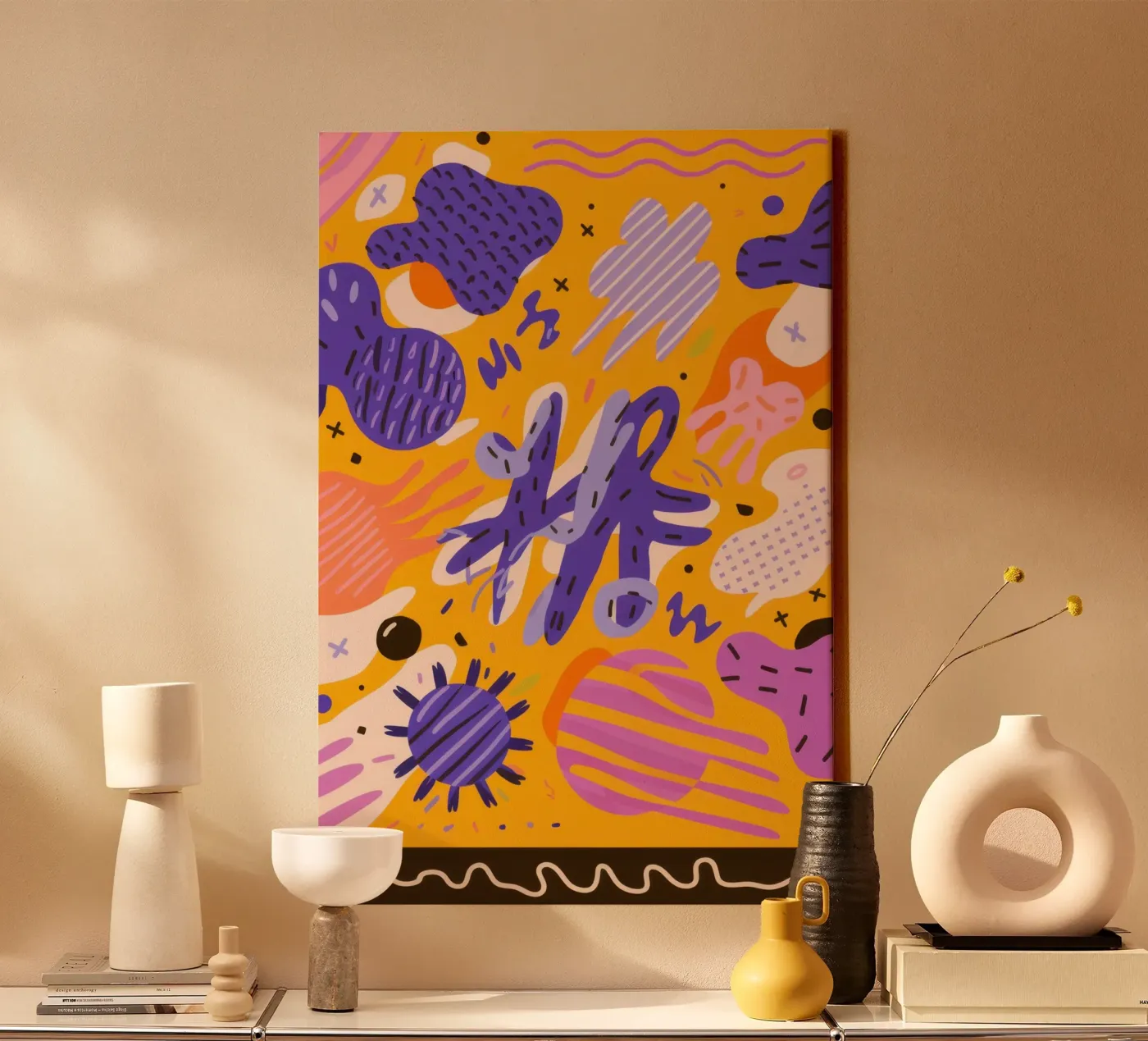 Vrolijk krabbelpatroon canvas van Frosh Pallete