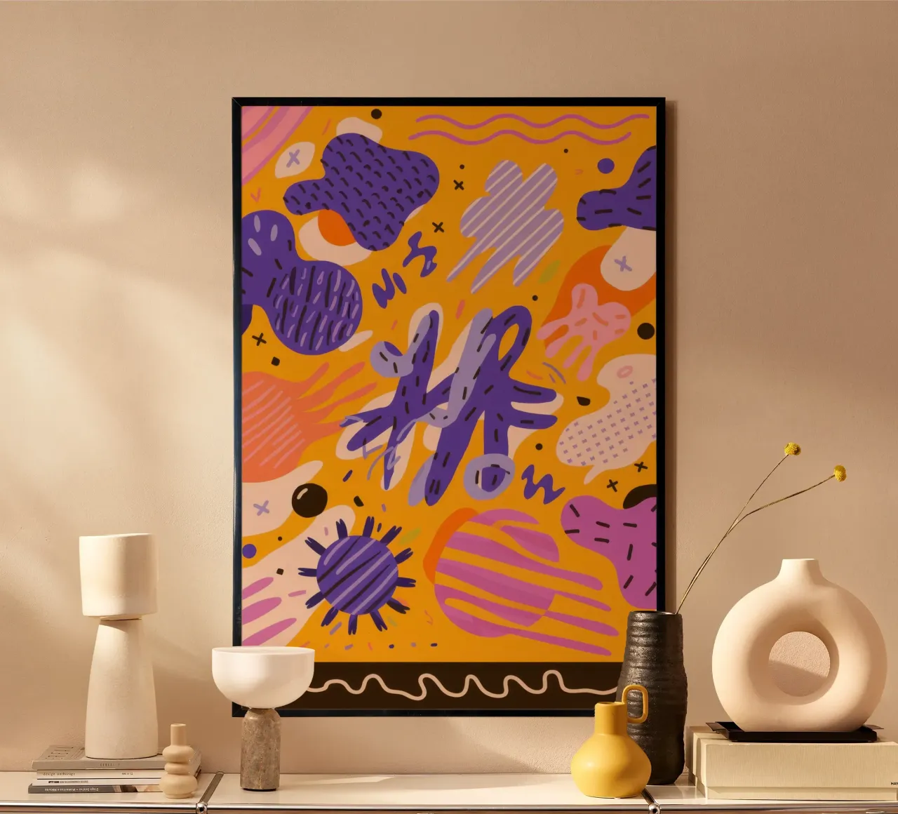 Modello di scarabocchio gioioso poster con telaio in plastica da Frosh Pallete