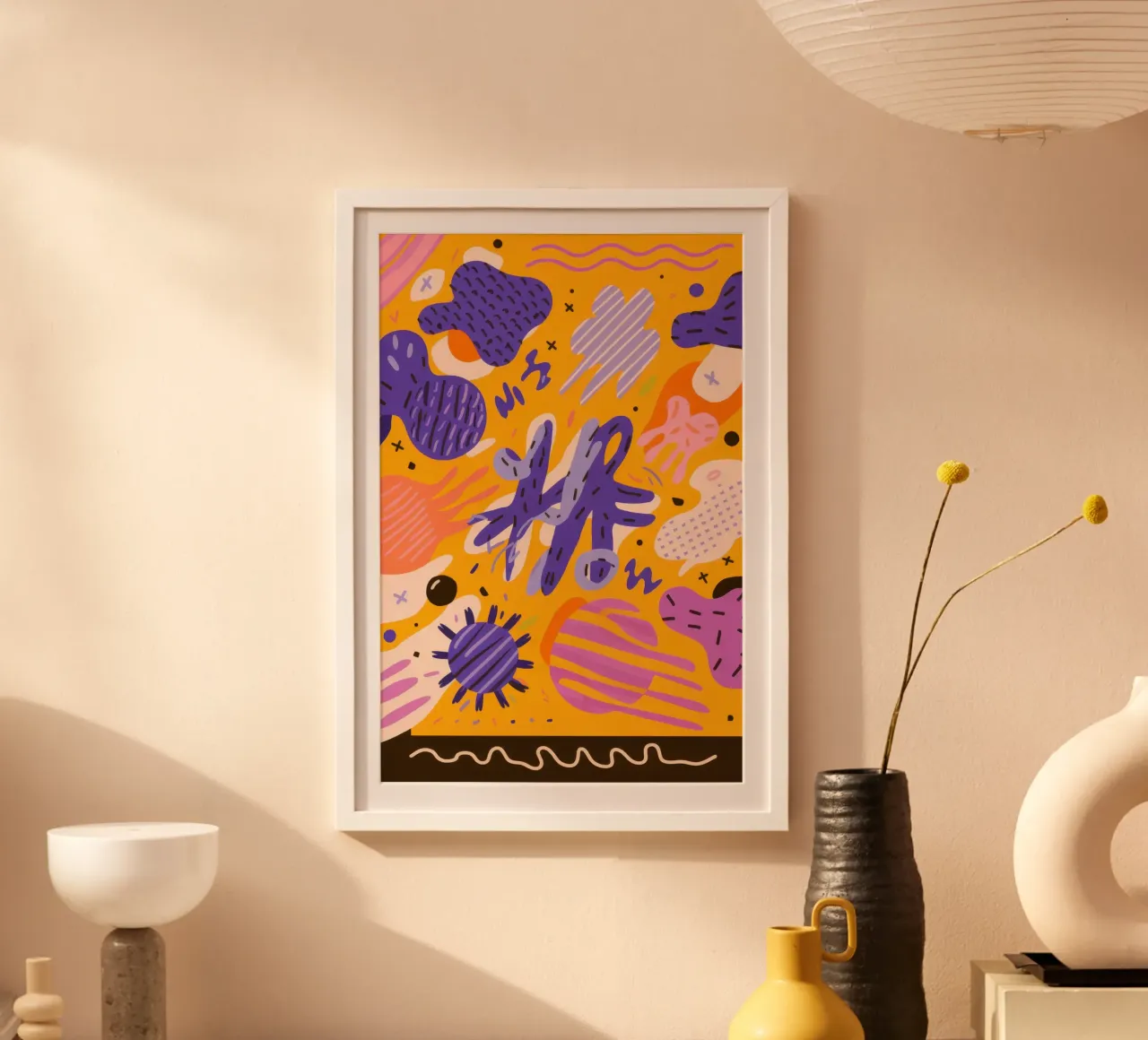 Modello di scarabocchio gioioso poster con telaio in plastica da Frosh Pallete