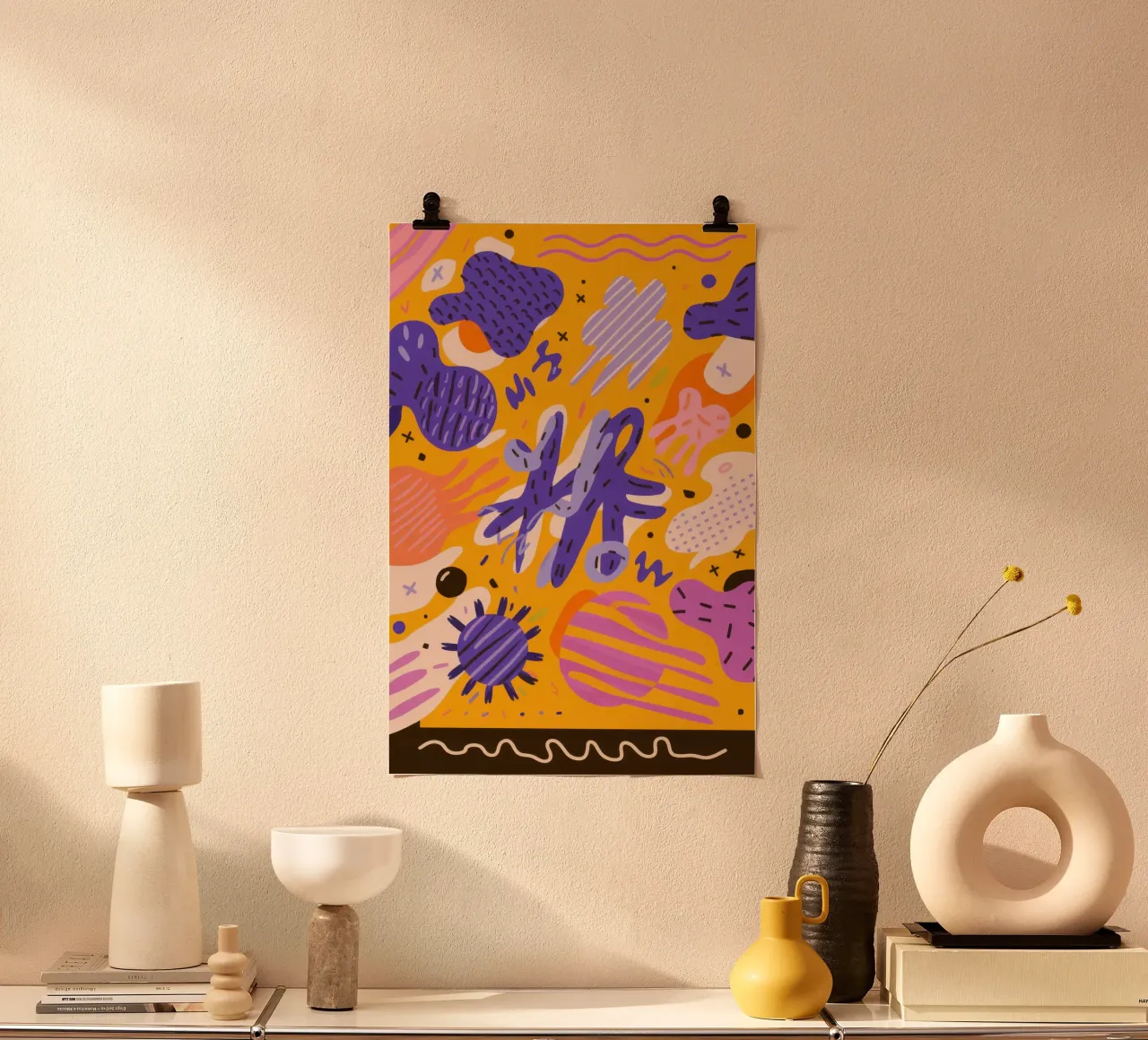 Modello di scarabocchio gioioso poster con telaio in plastica da Frosh Pallete