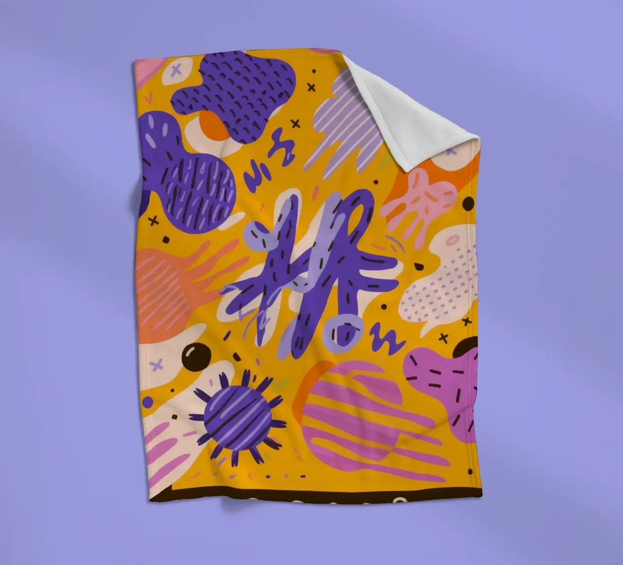 Joyful Scribble Pattern fleece blanket by Frosh Pallete