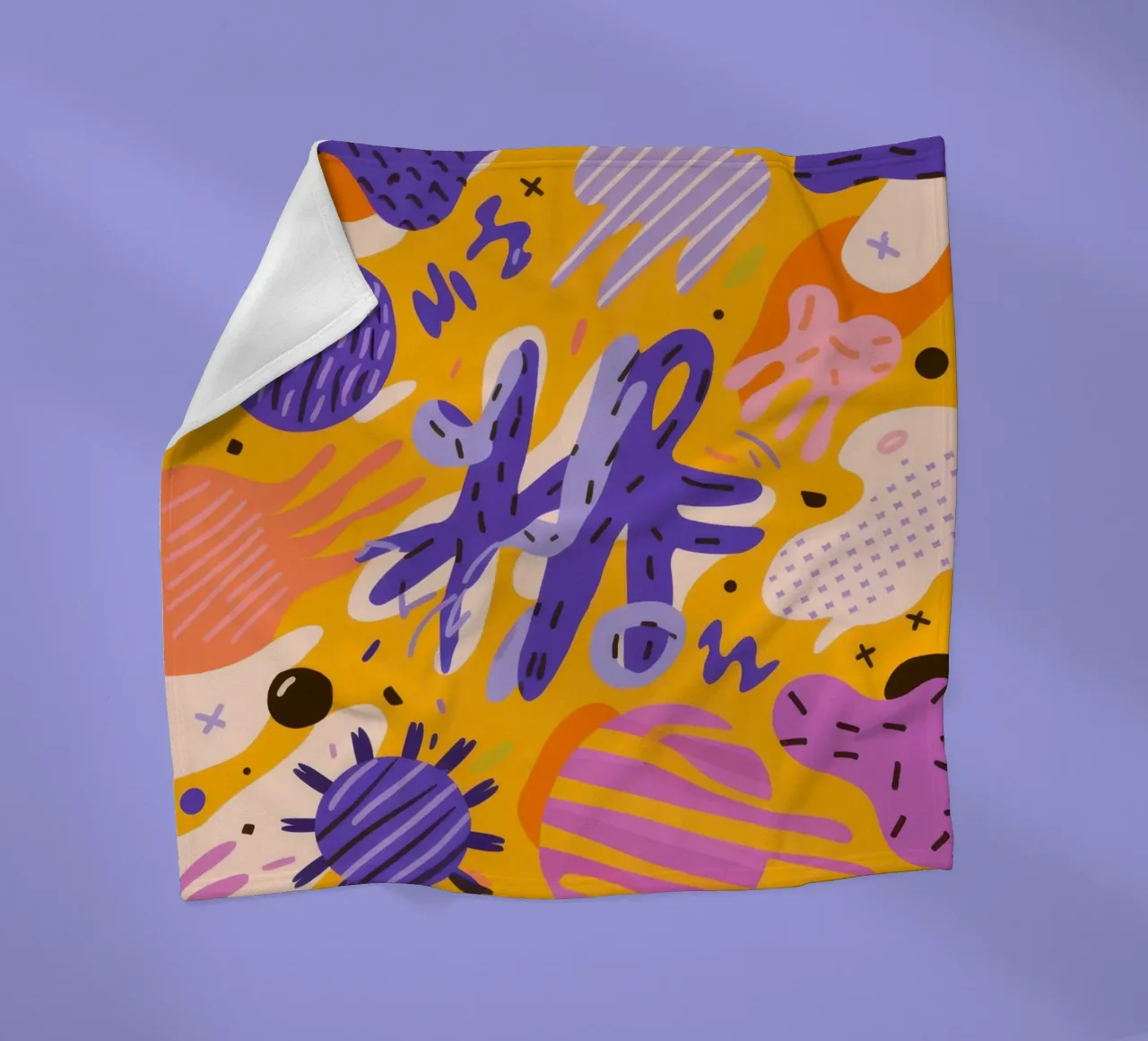 Joyful Scribble Pattern fleece blanket by Frosh Pallete