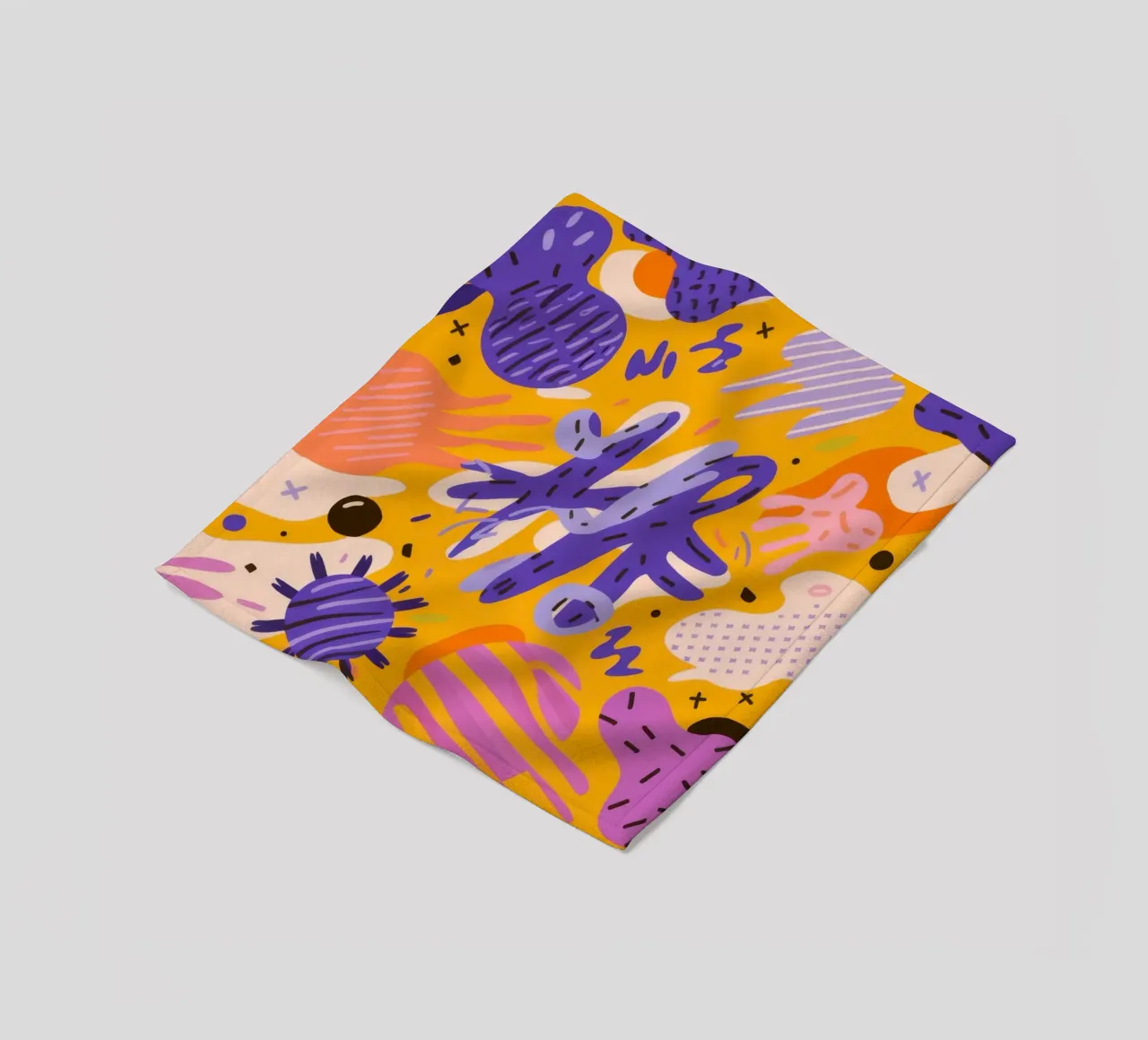 Joyful Scribble Pattern fleece blanket by Frosh Pallete