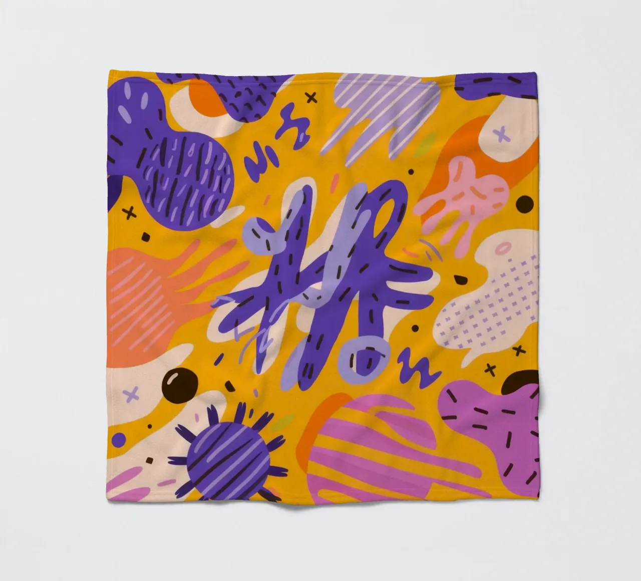 Joyful Scribble Pattern fleece blanket by Frosh Pallete