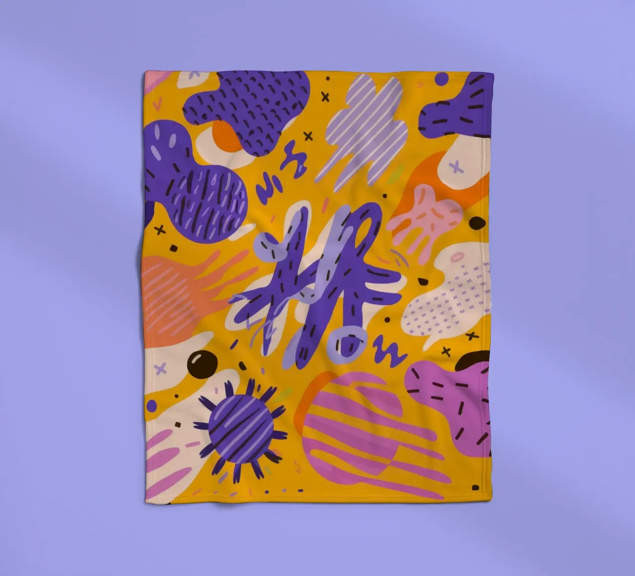 Joyful Scribble Pattern fleece blanket by Frosh Pallete