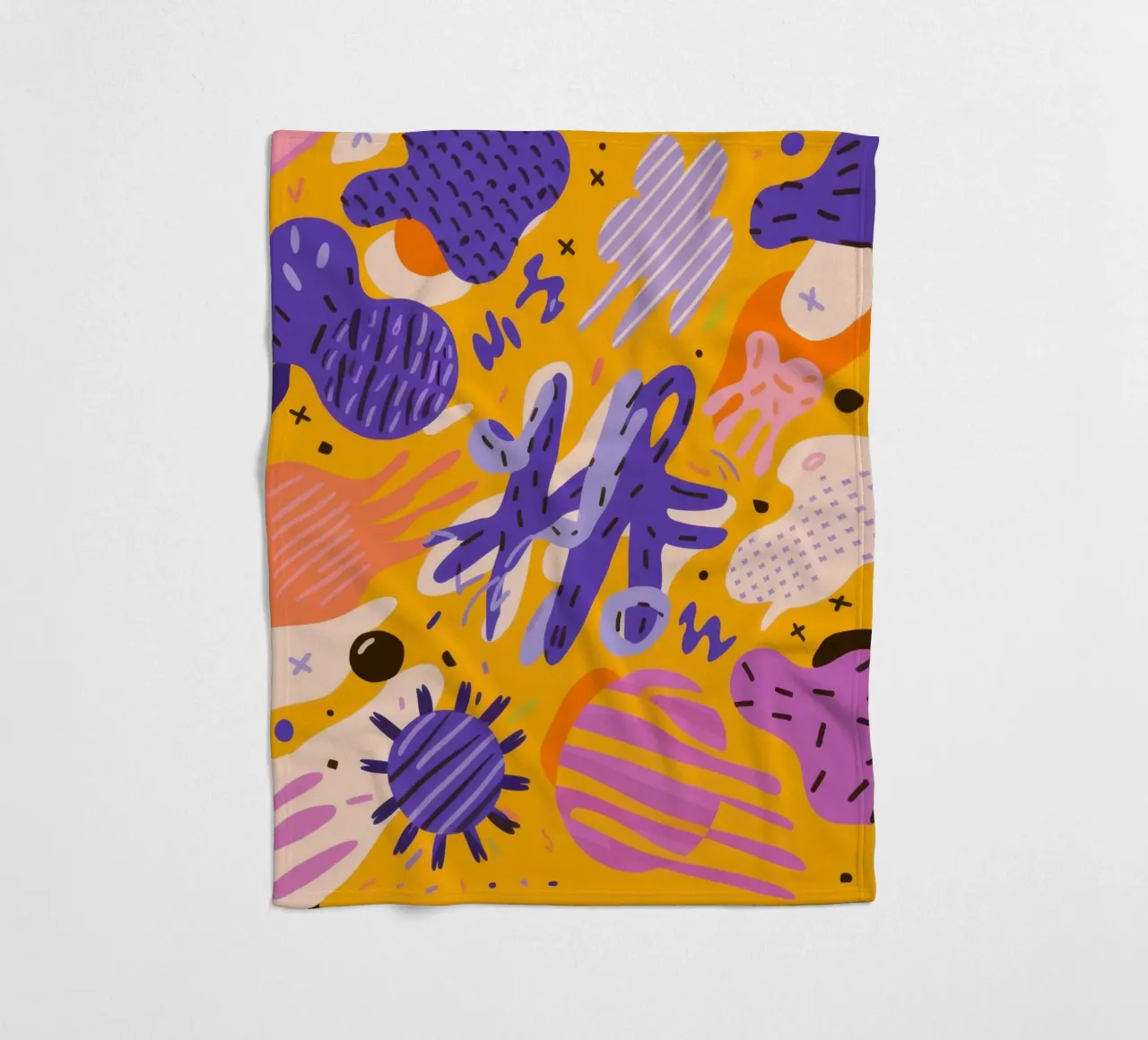 Joyful Scribble Pattern fleece blanket by Frosh Pallete