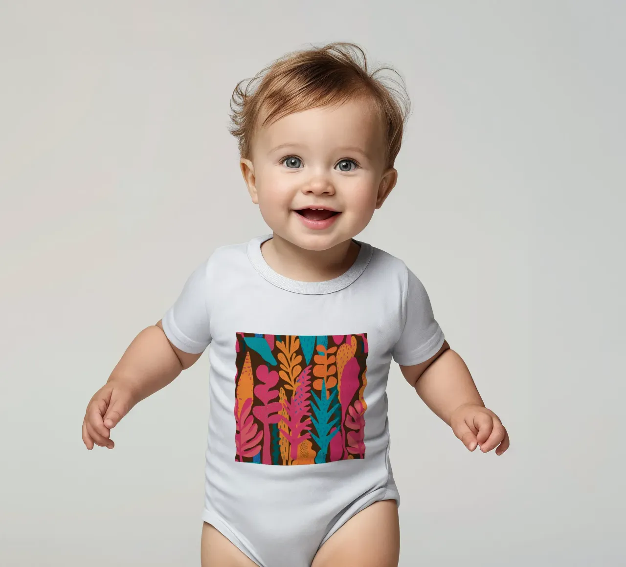 Vertical Earth Garden short-sleeve baby romper by Solar Paint
