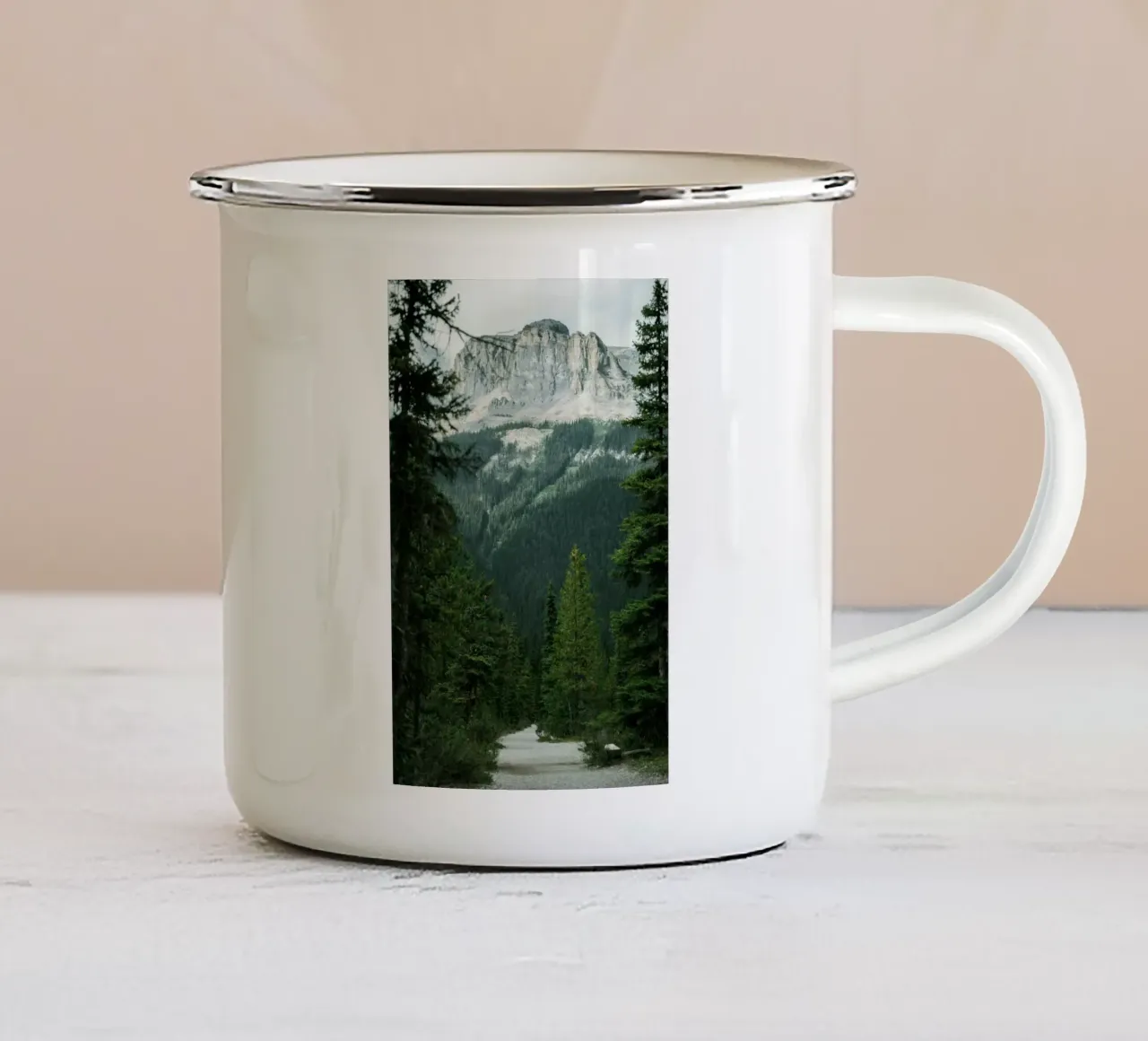 evergreens scenery tazza in smalto da cofa home