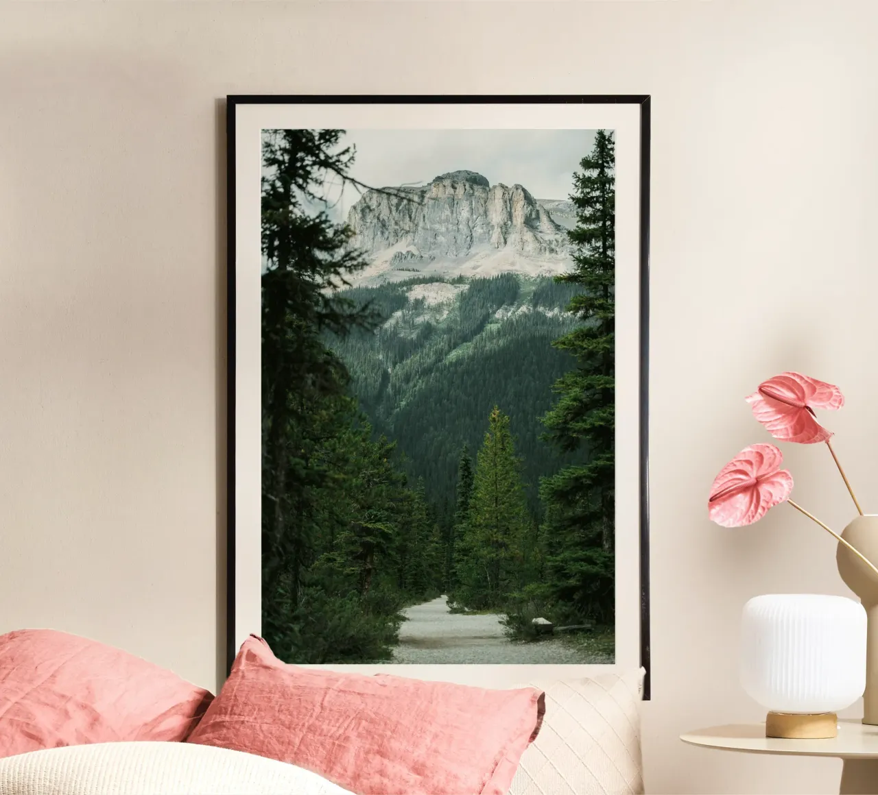 evergreens scenery poster with aluminum frame by cofa home