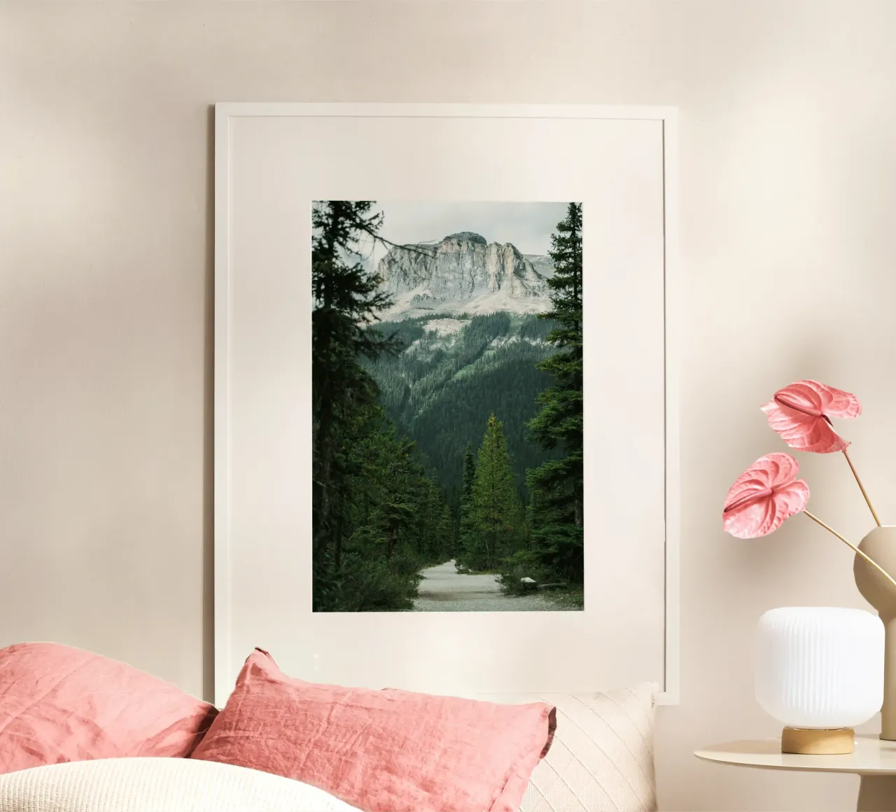 evergreens scenery poster with aluminum frame by cofa home