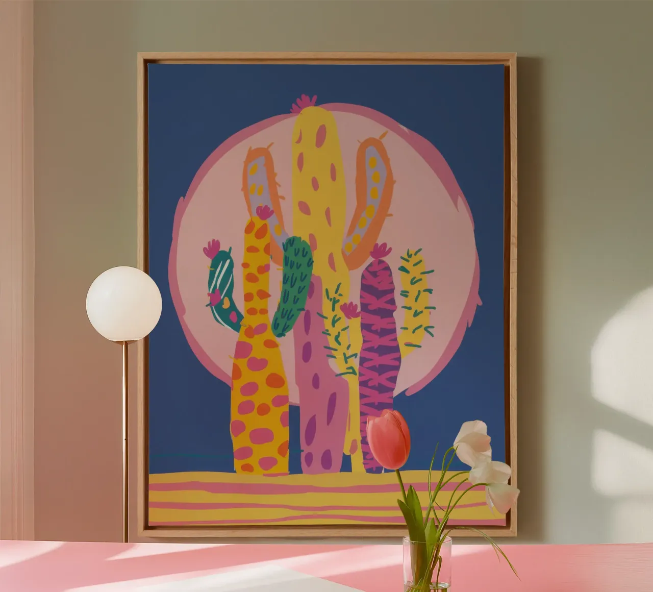Maancactustuin canvas met Baklijst van Frosh Pallete