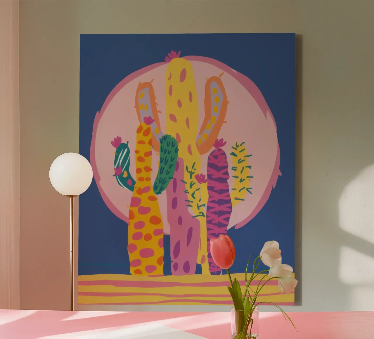Maancactustuin canvas met Baklijst van Frosh Pallete
