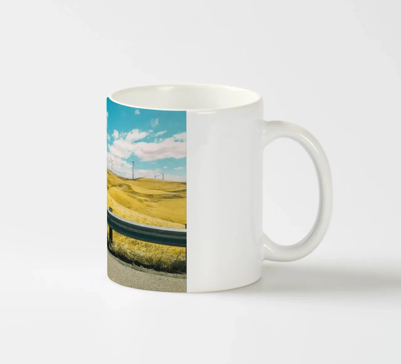 grassy hills electricity ceramic mug by Horsire