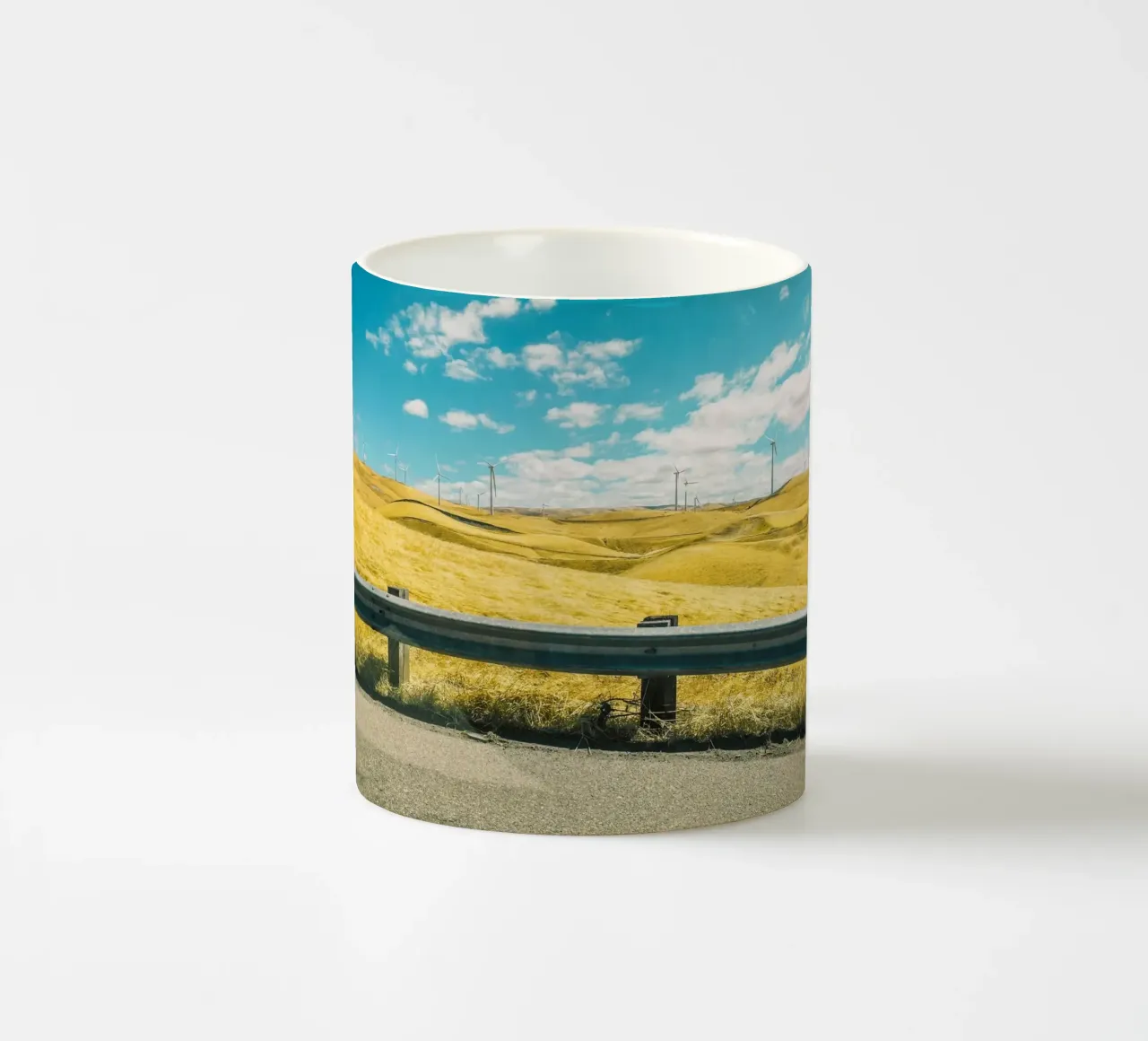 grassy hills electricity ceramic mug by Horsire