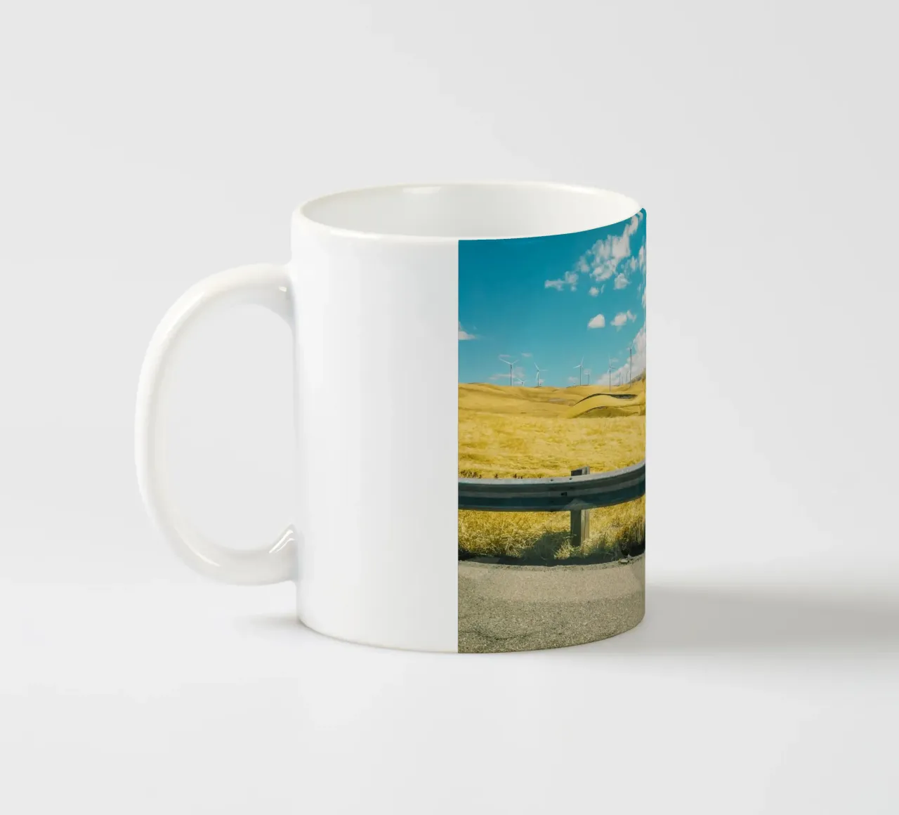 grassy hills electricity ceramic mug by Horsire