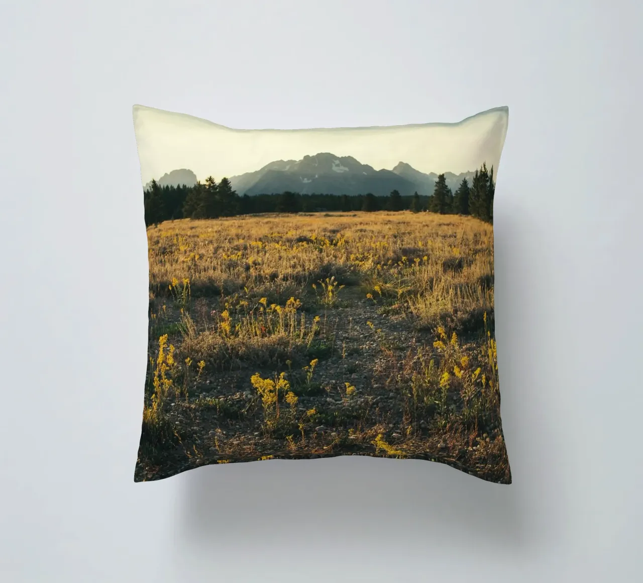 mountains meadow decorative cushion by cofa home