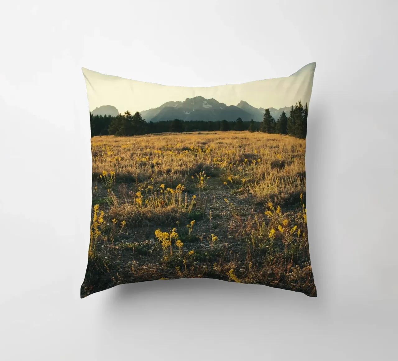 mountains meadow decorative cushion by cofa home