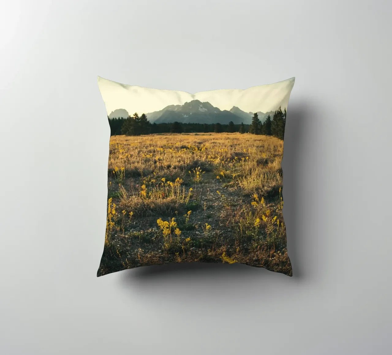 mountains meadow decorative cushion by cofa home