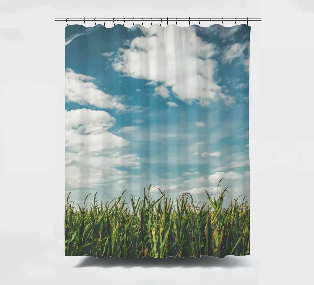skyline horizon green foliage shower curtain by Horsire