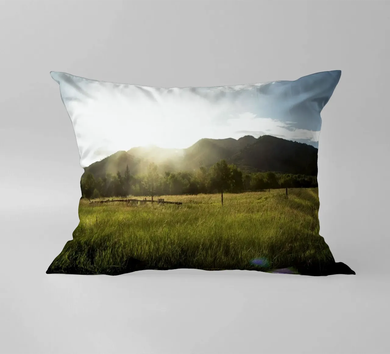daytime meadow nature scene cuscino da cofa home