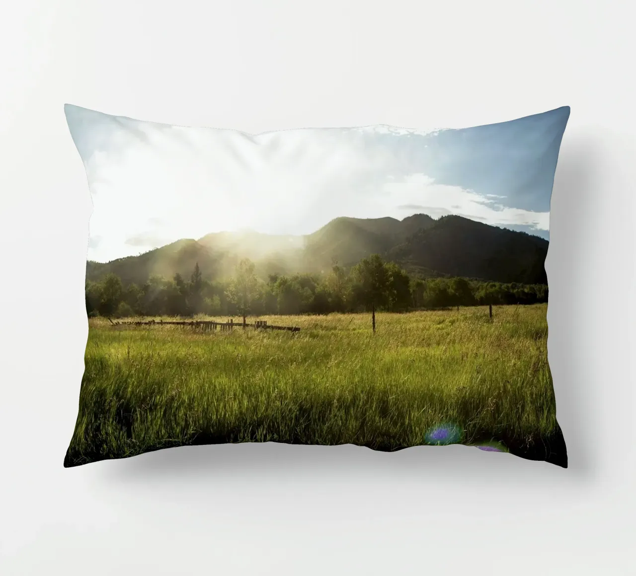 daytime meadow nature scene cuscino da cofa home