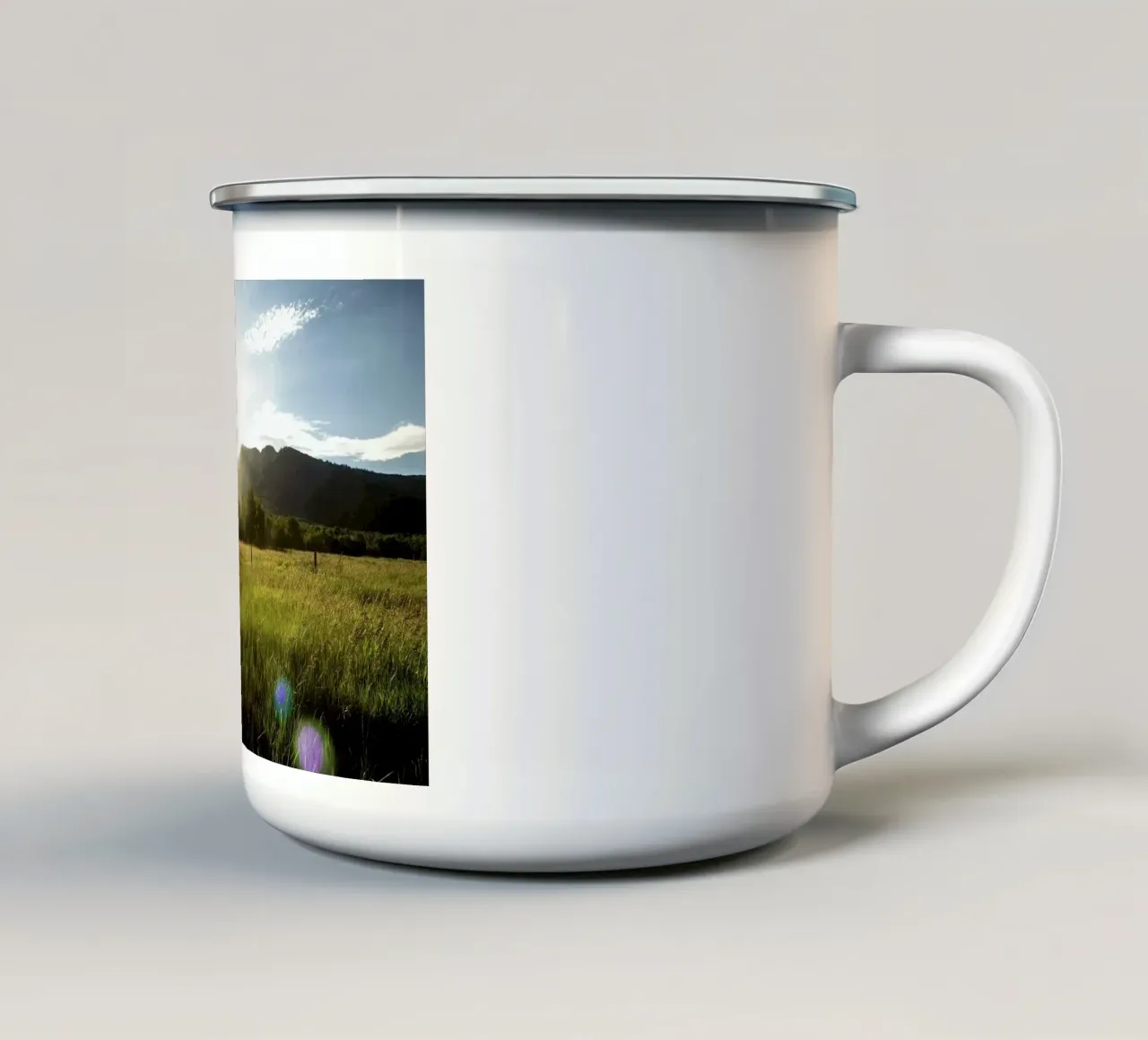 daytime meadow nature scene tazza in smalto da cofa home
