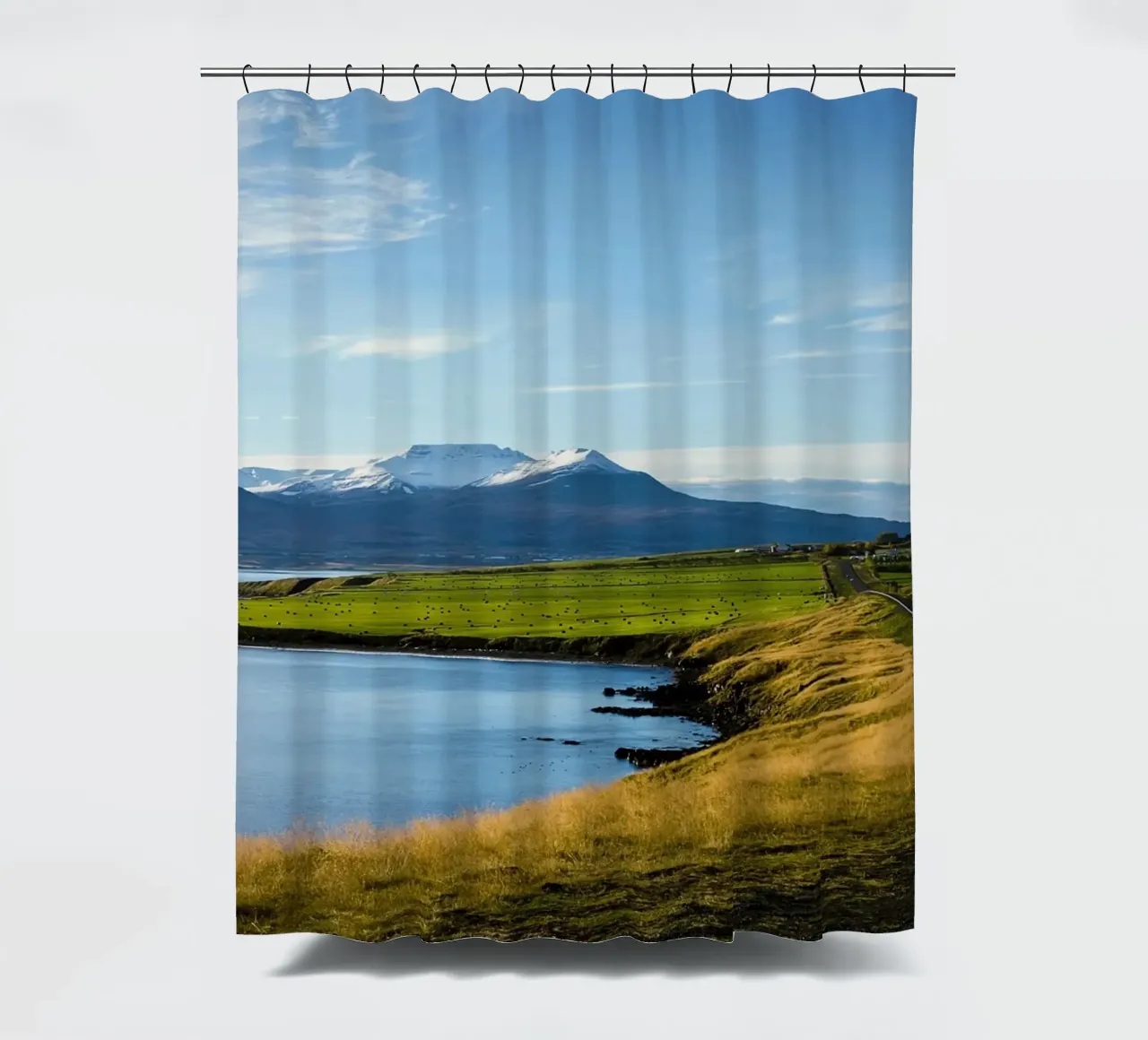 horizon snowcapped shower curtain by cofa home