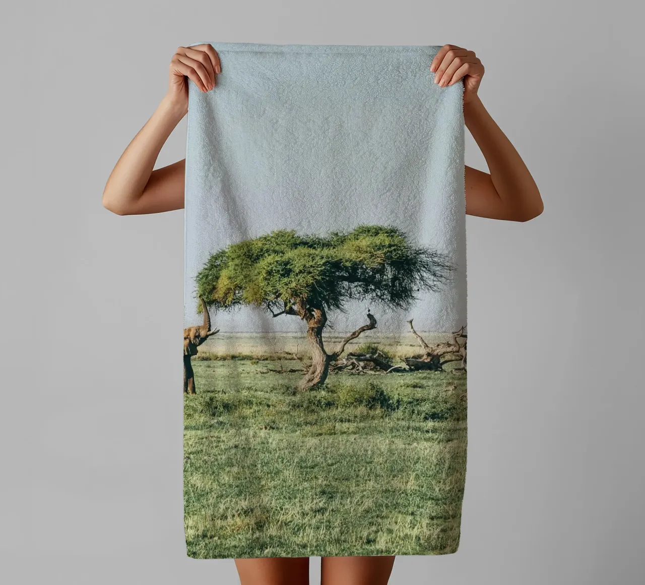 open field greenery towel by Horsire
