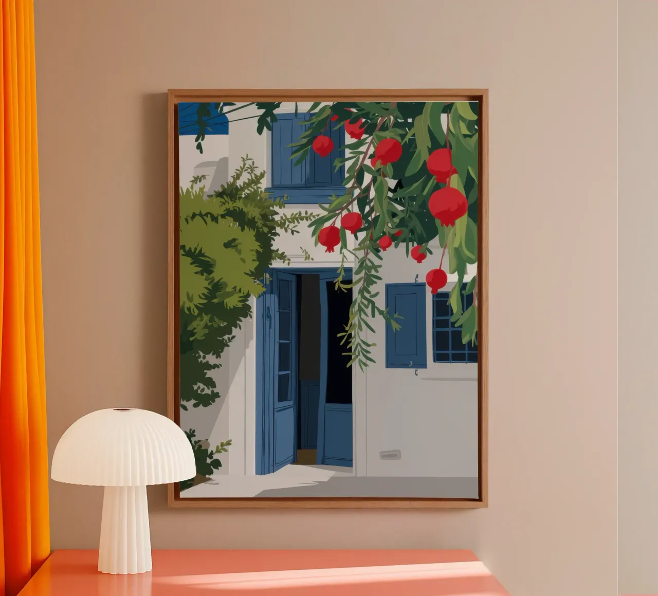 Mediterranean Lemon Tree canvas with Floater frame by Frosh Pallete