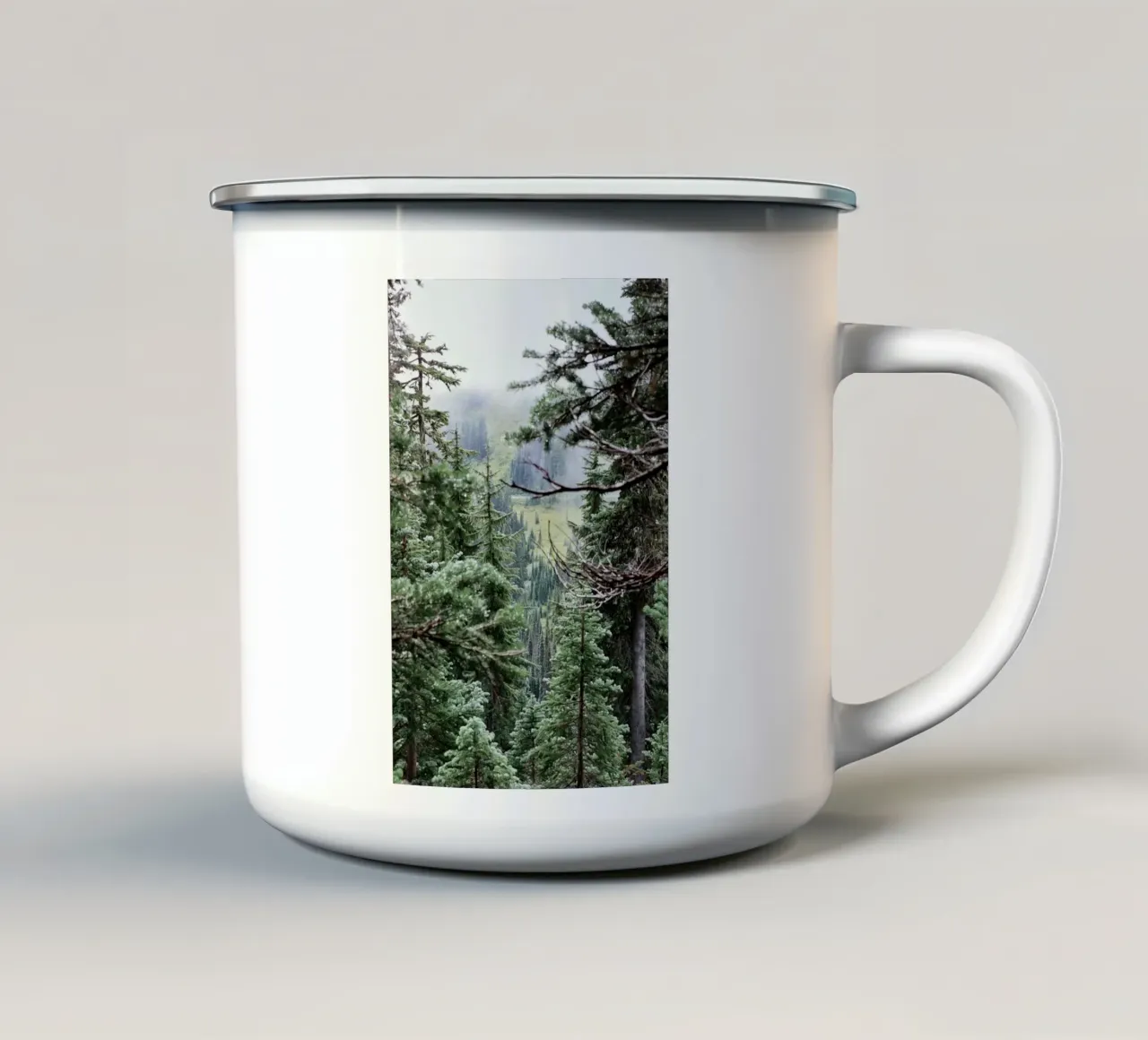 dense foliage fog emaille mok van animal story home