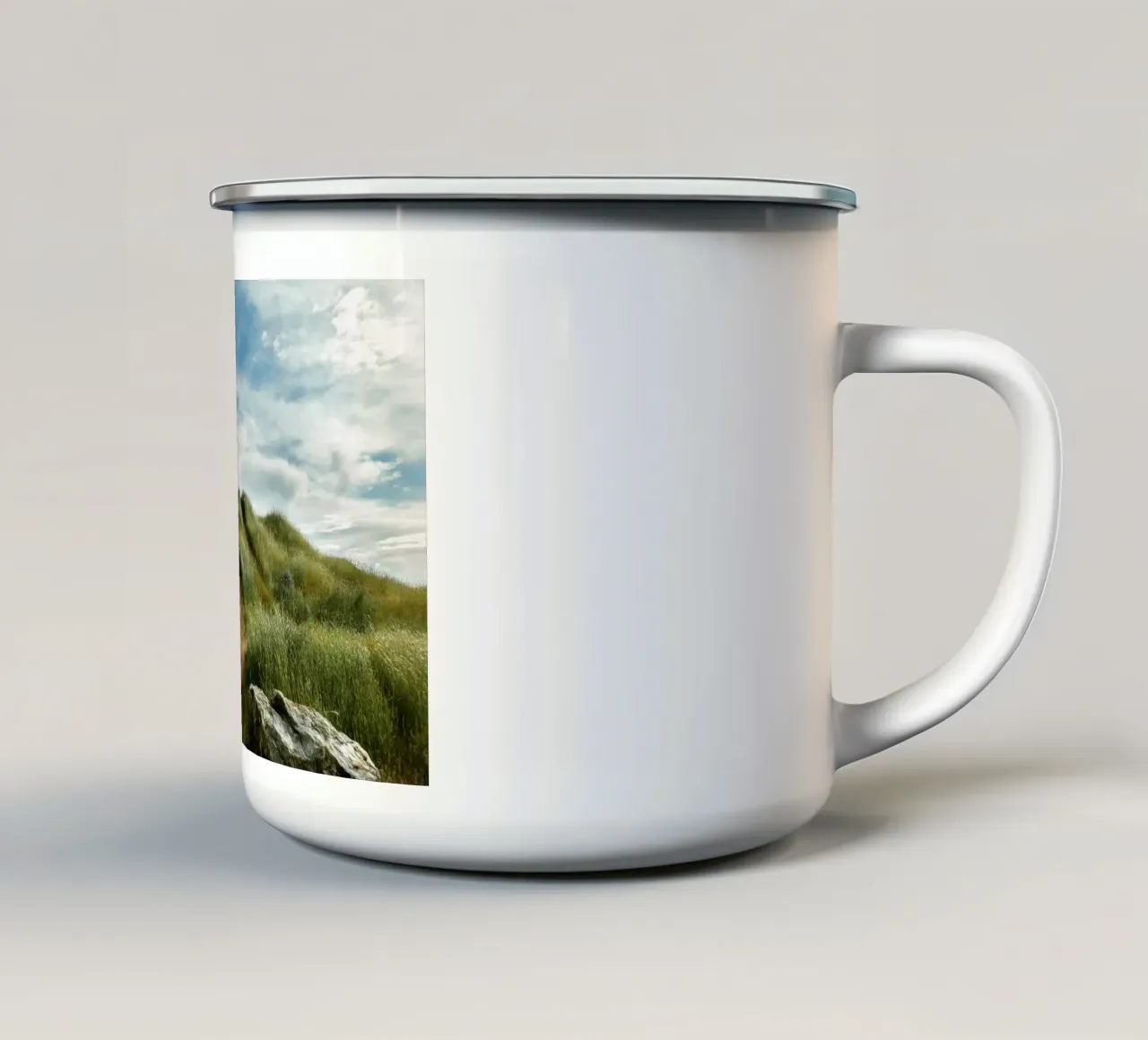 hiking path meadow field tazza in smalto da animal story home