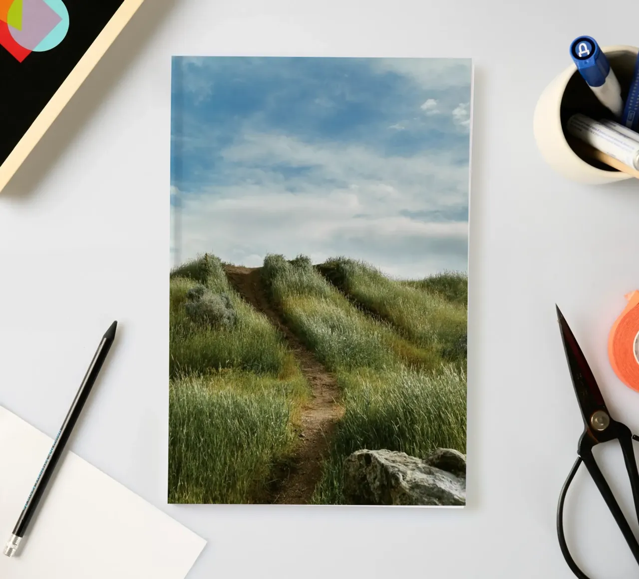hiking path meadow field notebook by animal story home