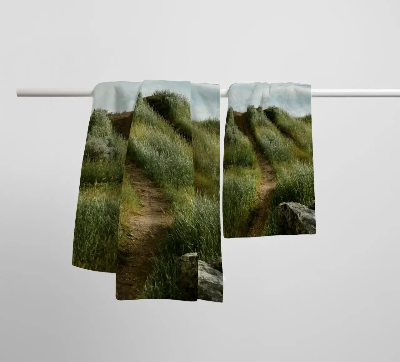 hiking path meadow field towel by animal story home