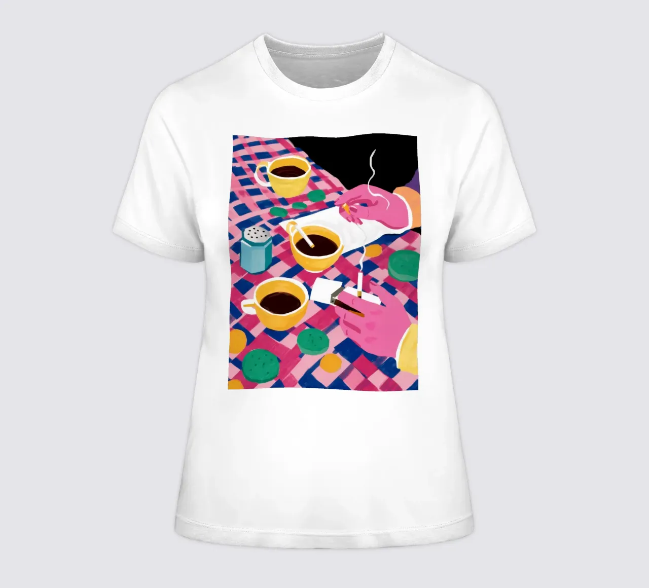 Tilted Coffee Date women's fitted t-shirt by Solar Paint