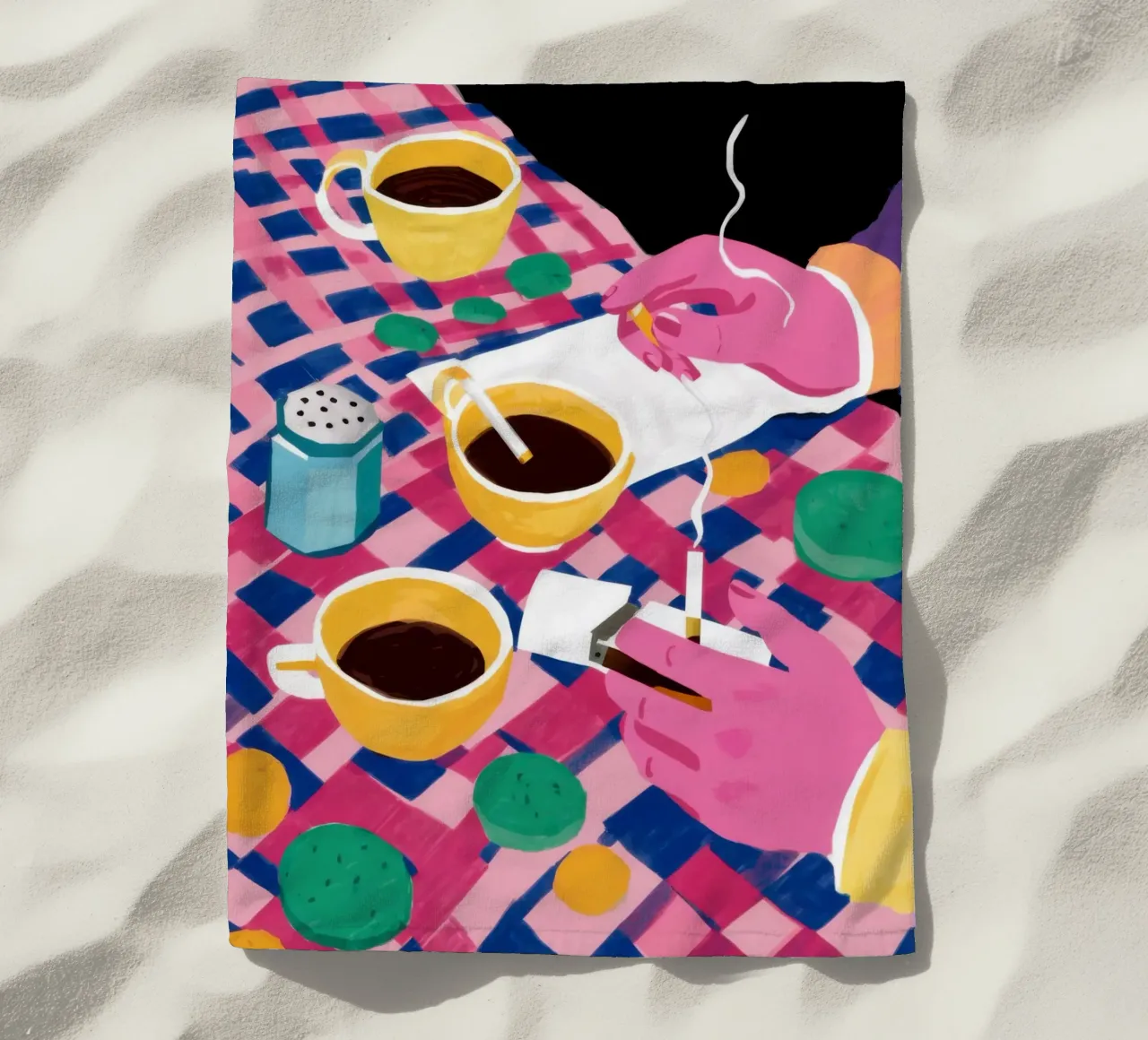 Appuntamento con il caffè inclinato telo mare da Solar Paint