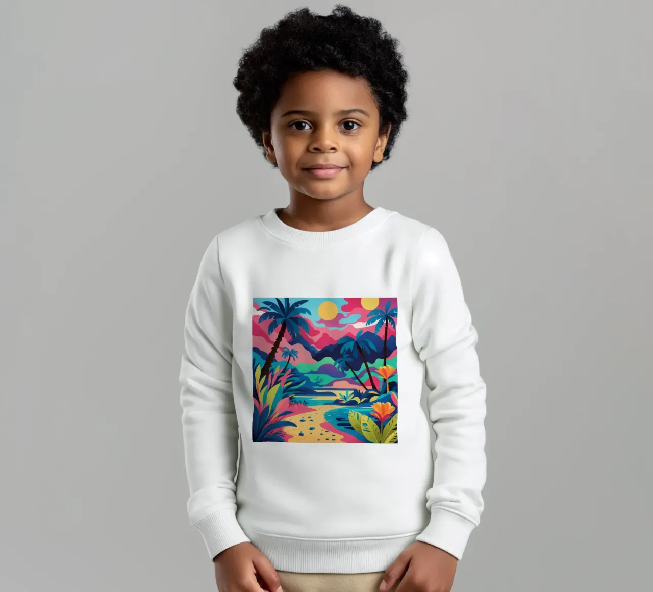 Tropical Sunset Lagoon kids sweatshirt by Solar Paint