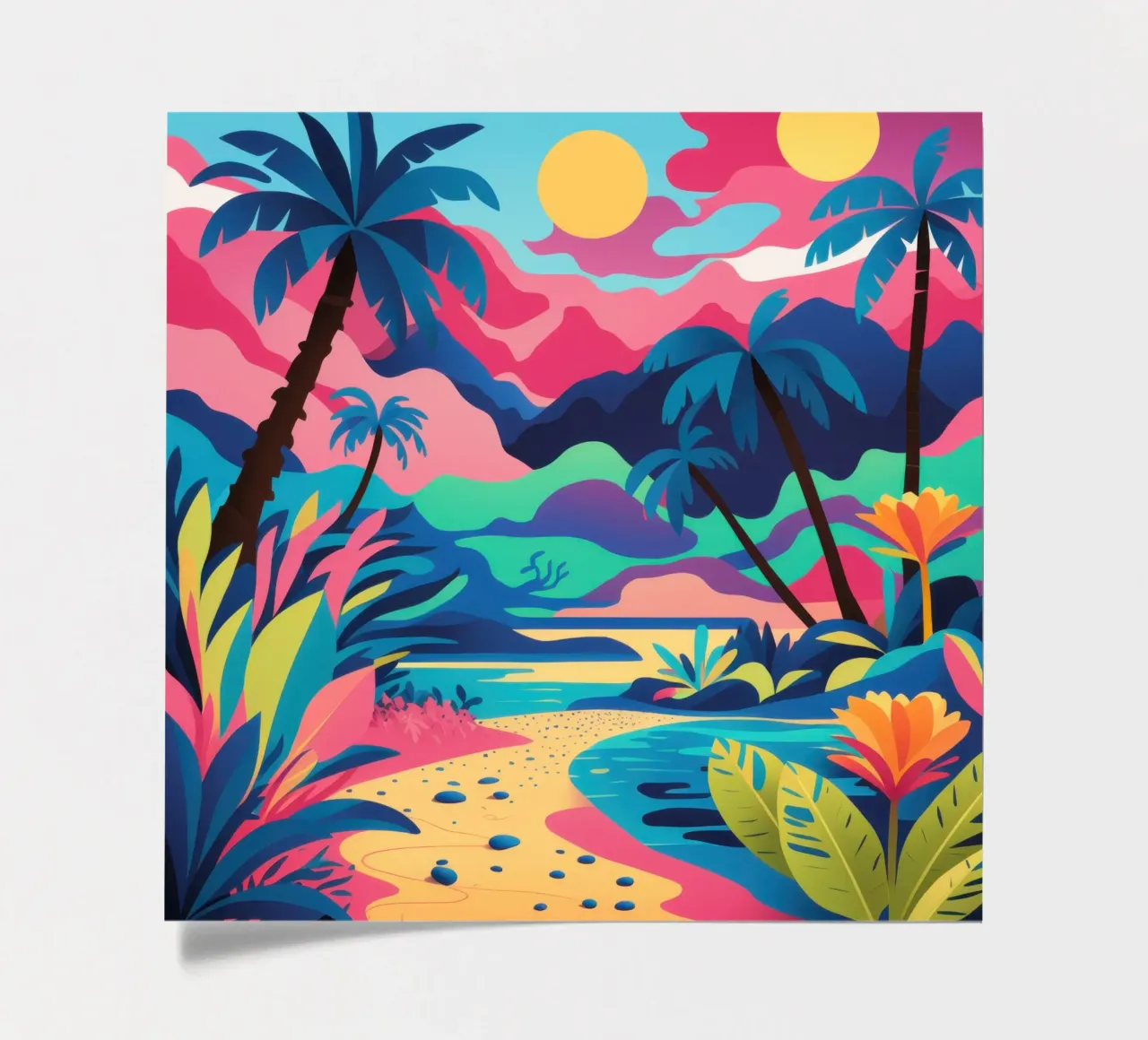 Tropical Sunset Lagoon sticker sheet by Solar Paint