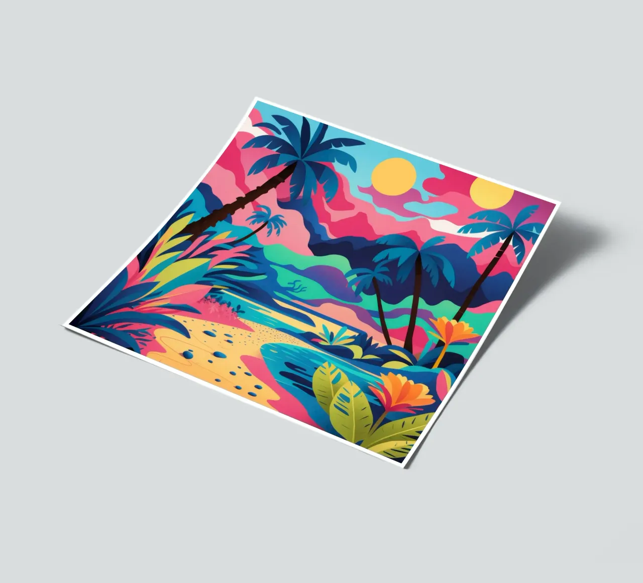 Tropical Sunset Lagoon sticker sheet by Solar Paint