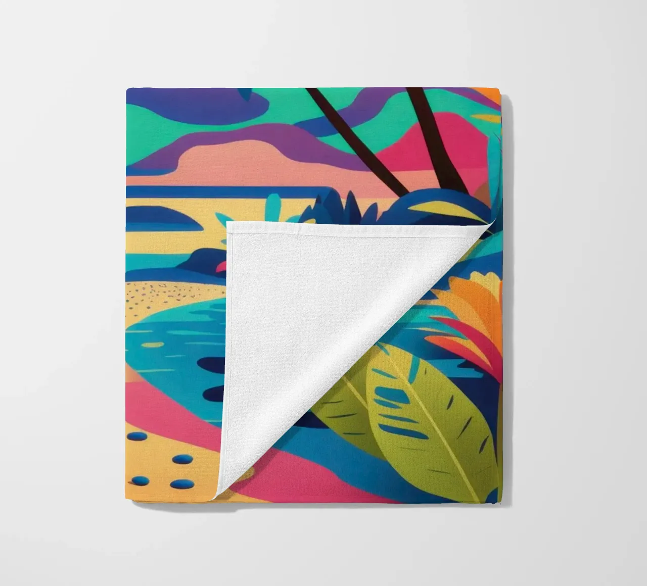 Tropical Sunset Lagoon beach towel by Solar Paint