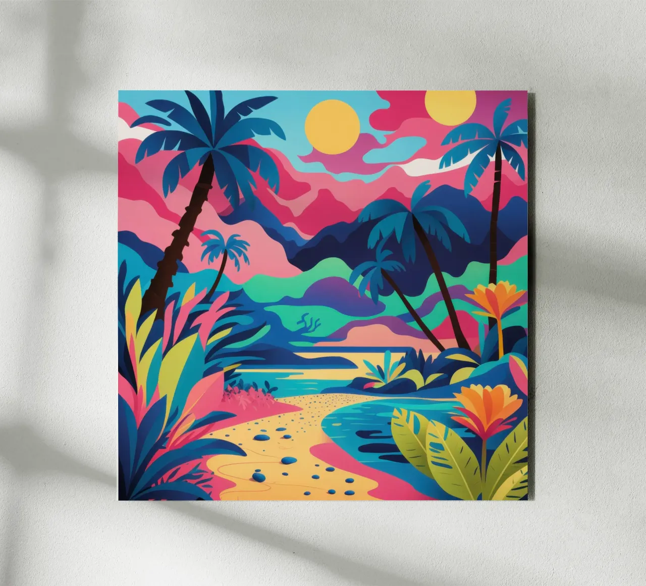 Tropical Sunset Lagoon alu-dibond by Solar Paint