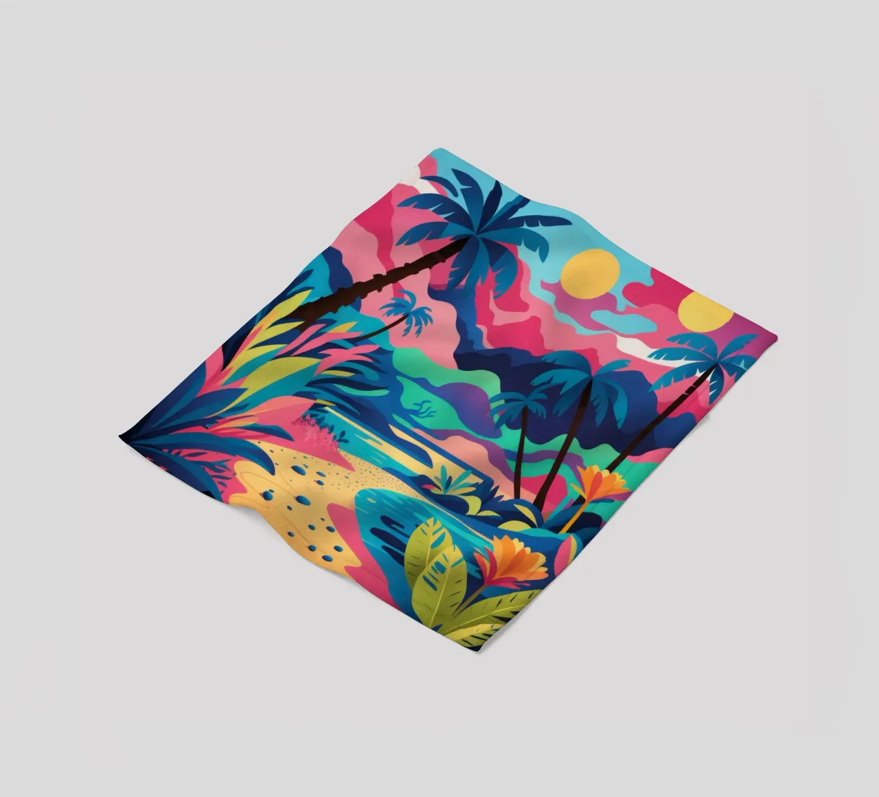 Tropical Sunset Lagoon fleece blanket by Solar Paint